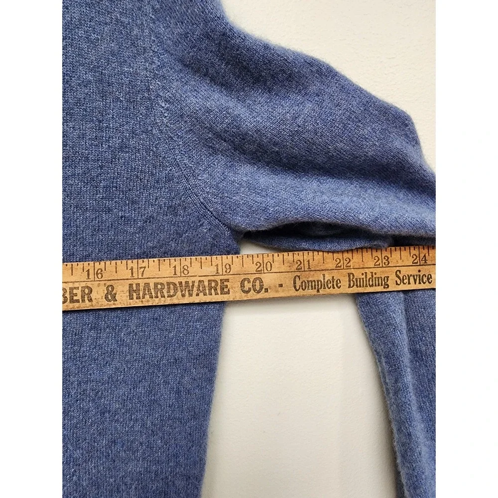 LL Bean Mens XL 100% Cashmere Full Zip Sweater Blue Heather Mock‎ Neck